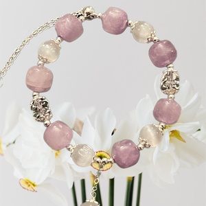 Kunzite with Selenite Bracelet